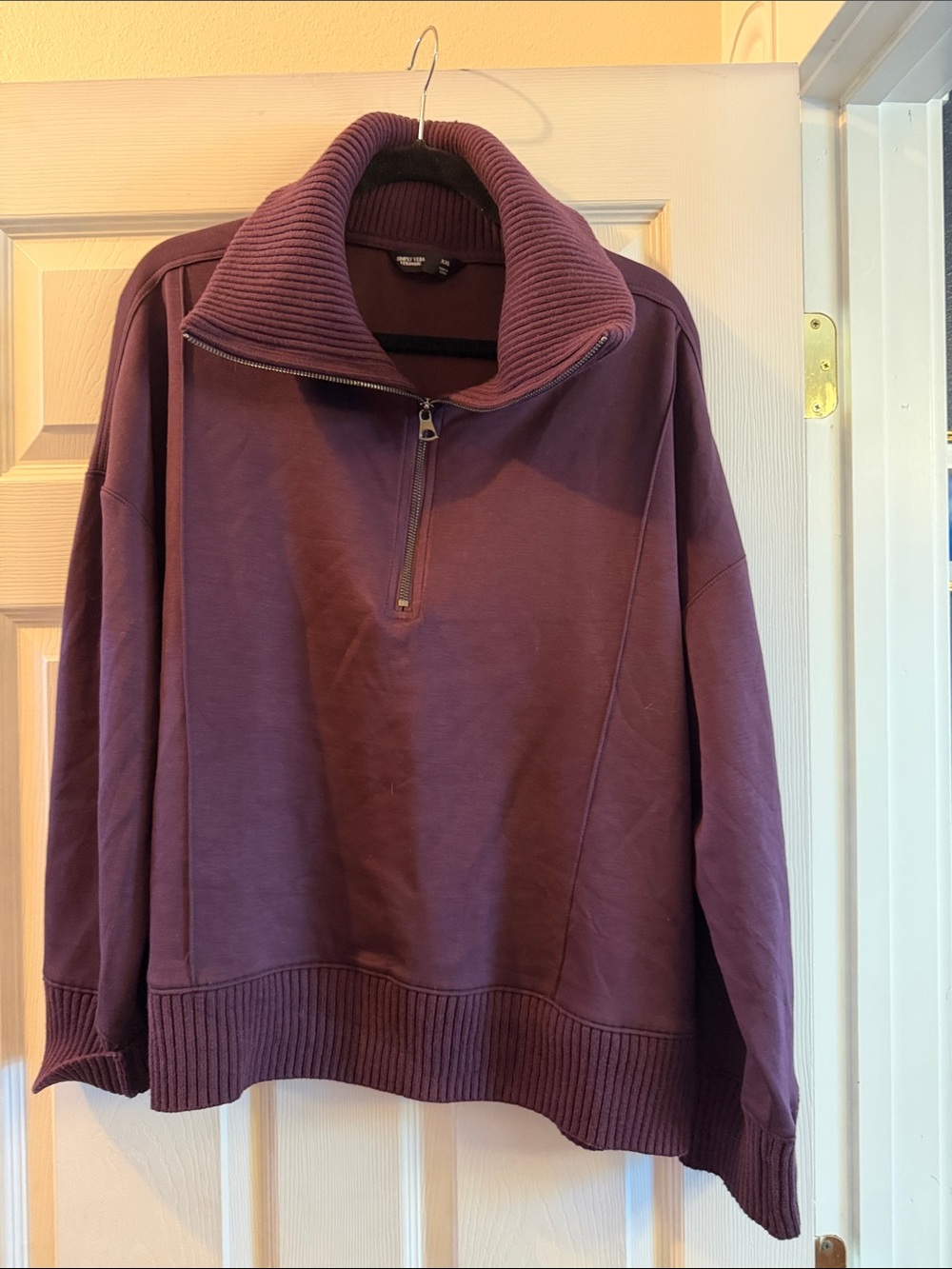 Women's Vera Wang  Quarter-Zip Pullover Sweater - Dark Plum